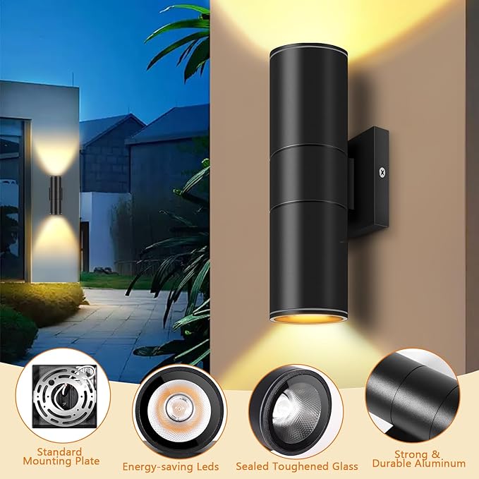 RIDALUX Outdoor Wall Light Fixtures Waterproof: Exterior Cylinder Fixtures Wall - Image 5