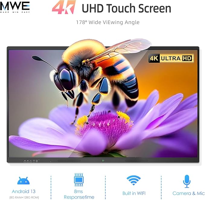 QIXZOCV 55" Smart Board, Interactive Whiteboard, 4K Electronic Board, UHD - Image 3