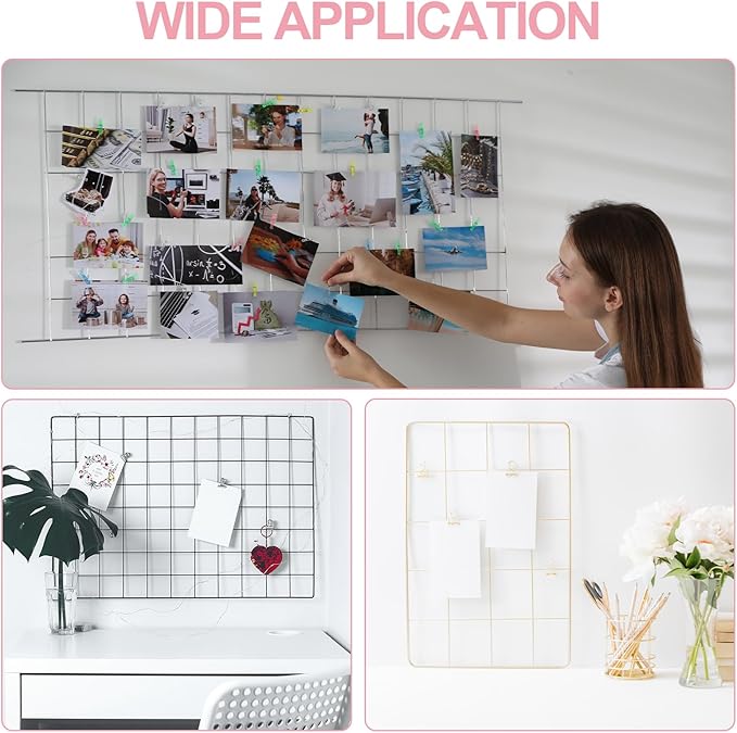 PATIKIL 12"x16" Wire Grid Panel, 2 Pack Board Photo Pictures Memo Display Grid - Image 7