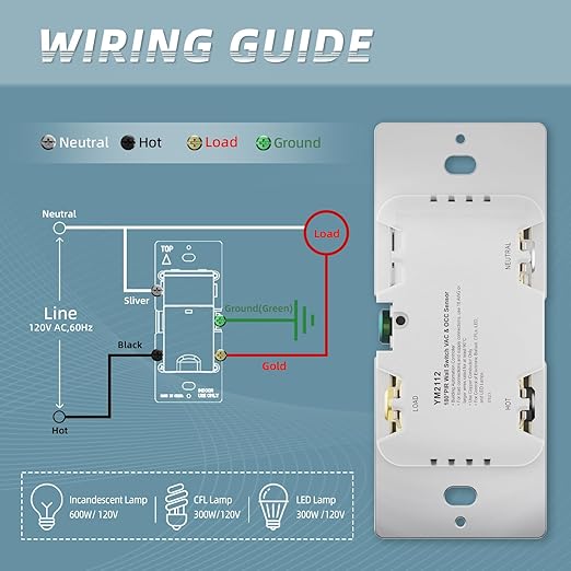 ECOELER PIR Motion Sensor Light Switch, Occupancy Motion Detector Wall Switch - Image 7