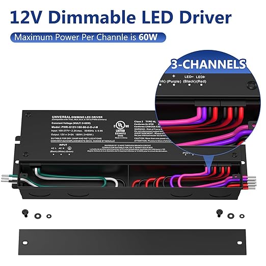 GOOVER 180W Dimmable LED Driver, 12V 5-in-1 Dimmable Power Supply, 3-Channels - Image 2