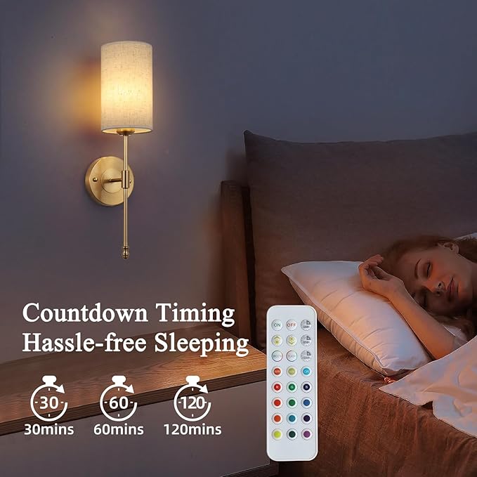 Battery Operated Wall Sconces Set of Two, Rechargeable Wireless Wall Lights - Image 3