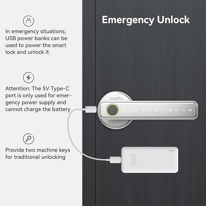 GEKRONE Fingerprint Smart Lever Lock TUYA APP Control Keyless Entry Bluetooth - Image 5