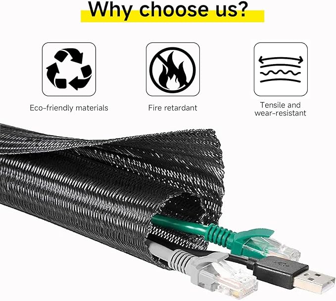 GBSCLOVER Wire Cord Protector Wire Loom Tubing, 25ft - Image 2