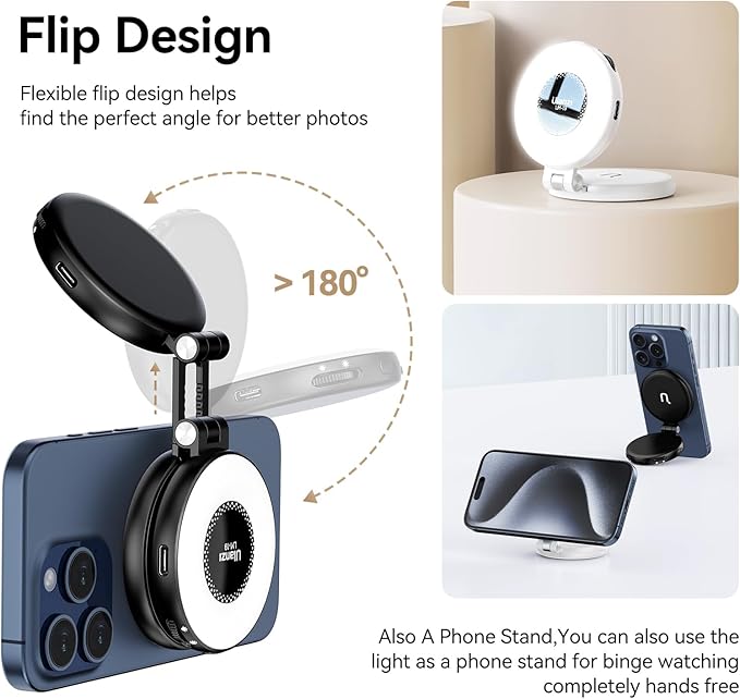 Fill Light for Magsafe LED Phone Light Attachment Selfie Ring Light Brightness - Image 2