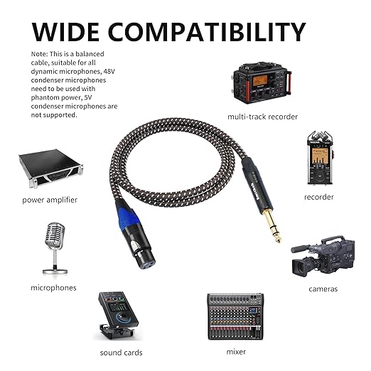 Smithok 1/4 to XLR Cable, Heavy Duty Nylon Braided, Balanced 1/4" TRS to 3pin - Image 4