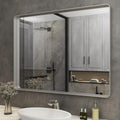 ISKM Silver Framed Mirror for Wall 40"x 30", Brushed Silver Bathroom Vanity by ISKM-IStillKeepMovin