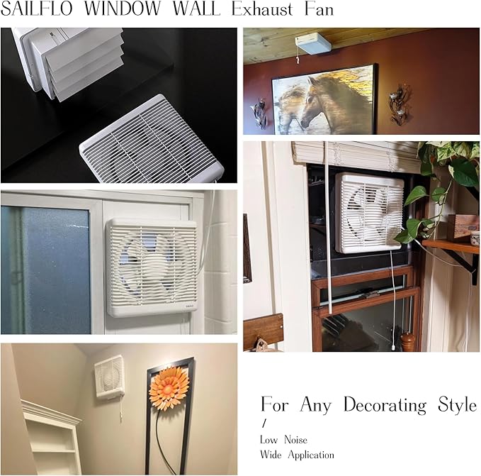 SAILFLO 10 Inch Window Shutter Exhaust Fan, 11.6 x 11.6 Inch Cutout, 406CFM 35W - Image 7
