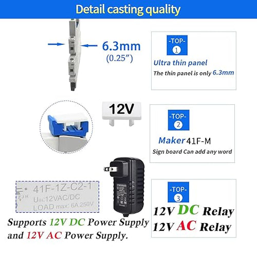 12V Relay Din Rail; Silm Relay 12V DC/AC 6Amp 5Pin 1NO 1NC SPDT - Image 2