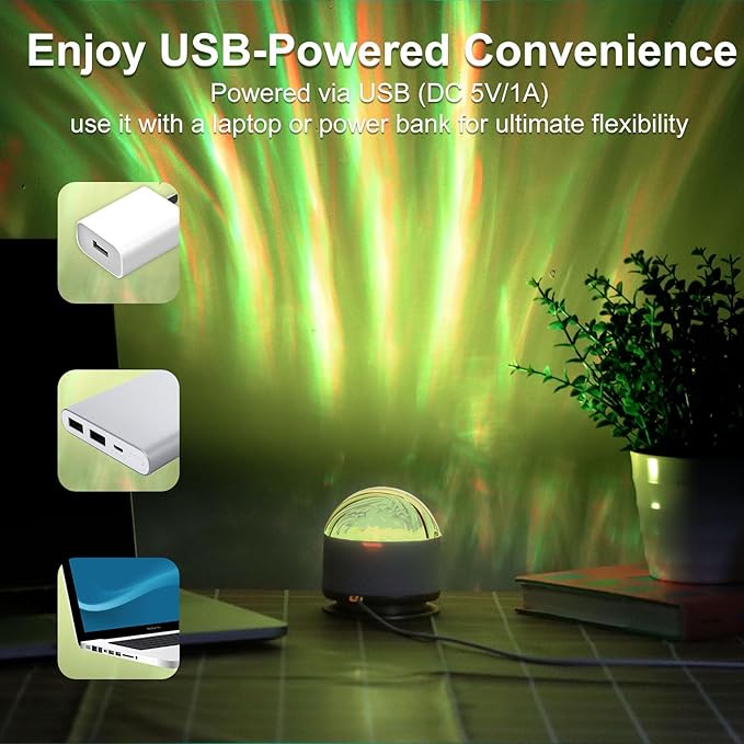 HUMIIEYE Northern Light Projector, Battery Operated Aurora Night Light - Image 6