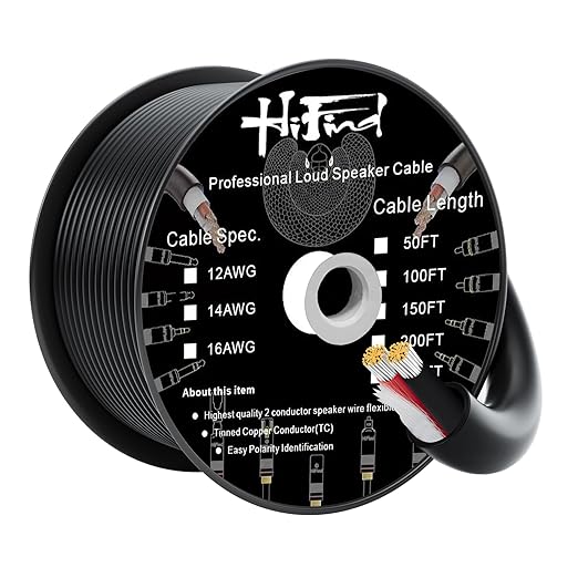 HiFind 14/2 Gauge Speaker Wire Cable 250 Ft-Tinned OFC Copper-UL CL3 Rated- by HiFindCable