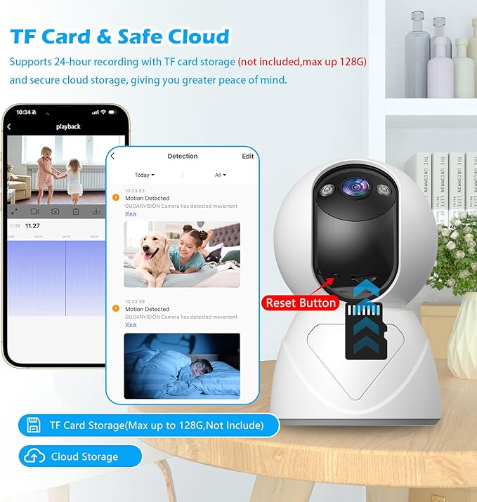 GUOANVISION 3MP Indoor Pan/Tilt Security Camera, 5G WiFi 360° Rotating Home - Image 5