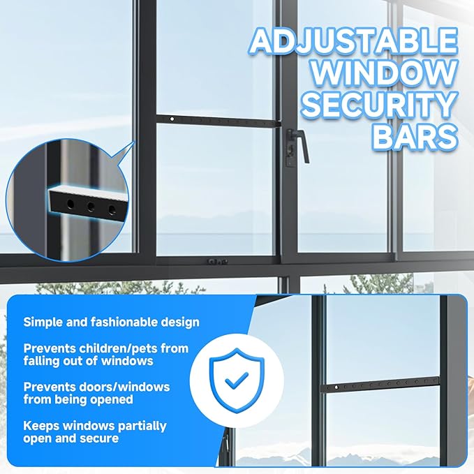 ZhouDaShu Adjustable Window Security Bars, Window Bars Security Inside Vertical - Image 3
