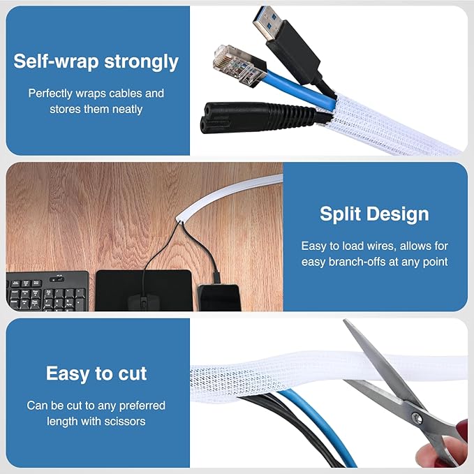 Nilight Cable Sleeve, 10ft-1/2inch Cord Management Sleeves, Braided Sleeving - Image 3