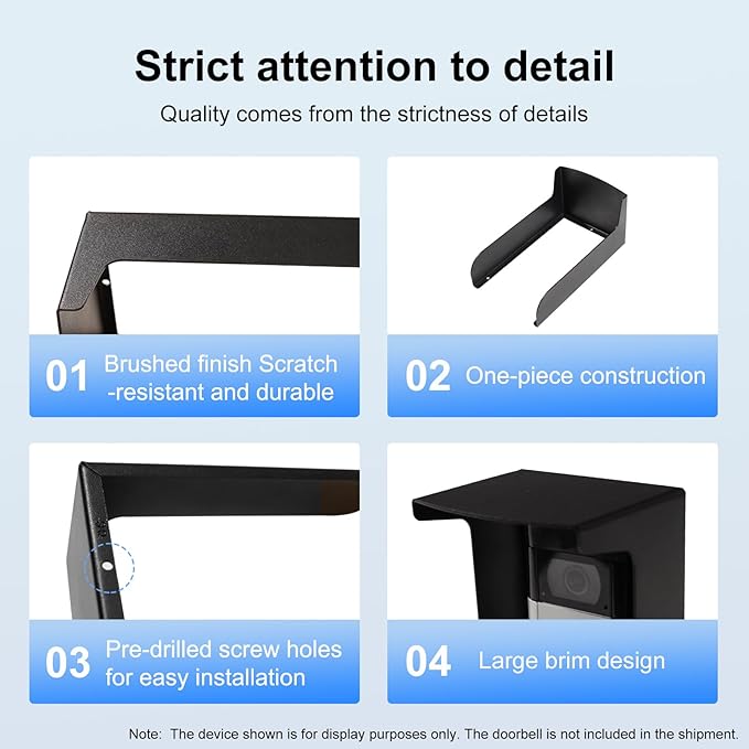Dgyezhao Outdoor Black Doorbell Rain Anti-Glare Cover, Steel Weather-Blocking - Image 7