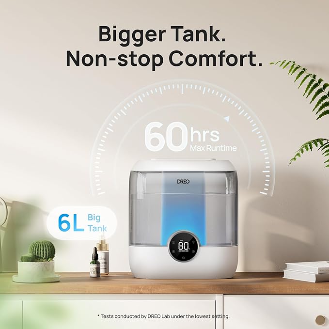 DREO Smart Humidifiers for Bedroom, 6L Top Fill Supersized Cool Mist Humidifier - Image 4