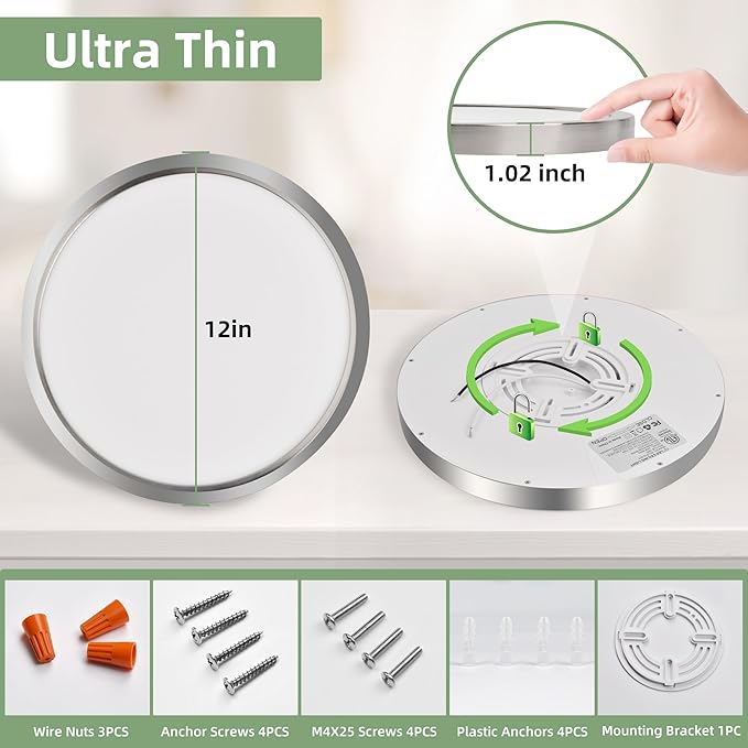 hykolity 12 Inch Selectable CCT LED Round Flat Panel Light, 24W - Image 6