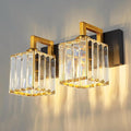 FDPBY Modern Bathroom Vanity Light 2-Lights Black Gold Crystal Wall Lamp by FDPBY