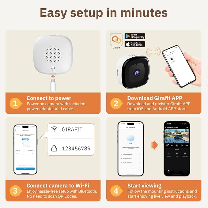 Girafit 3MP 2K Window Camera, 2.4GHz&5GHz WiFi Indoor Cameras - Image 9