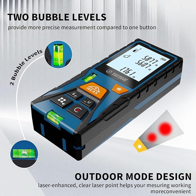 Laser Distance Meter 196ft – Digital Laser Measuring Tool - Image 2