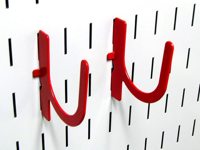 Wall Control Pegboard Accessory U-Shaped Slotted Metal Hook Red - Image 3