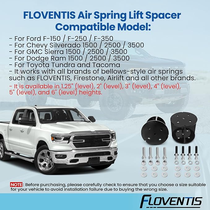 FLOVENTIS 4" Straight Air Helper Spring Spacer, Heavy-Duty Steel Compatible - Image 6