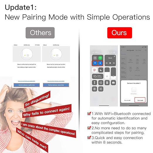 MOES 2.4GHz WiFi Wall Touch Smart Switch Neutral Wire Required, 3 Way - Image 2