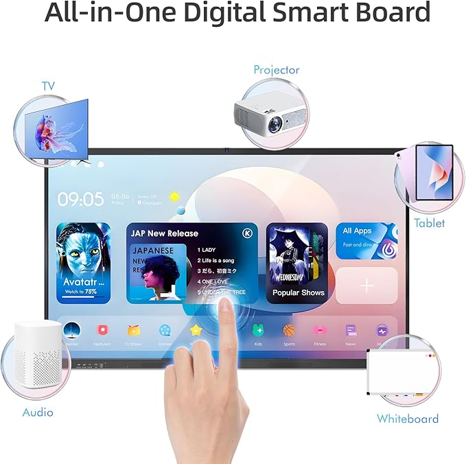 QIXZOCV 85" Smart Board, 4K UHD Interactive Board, 20-Point Touch, Android 13 - Image 3
