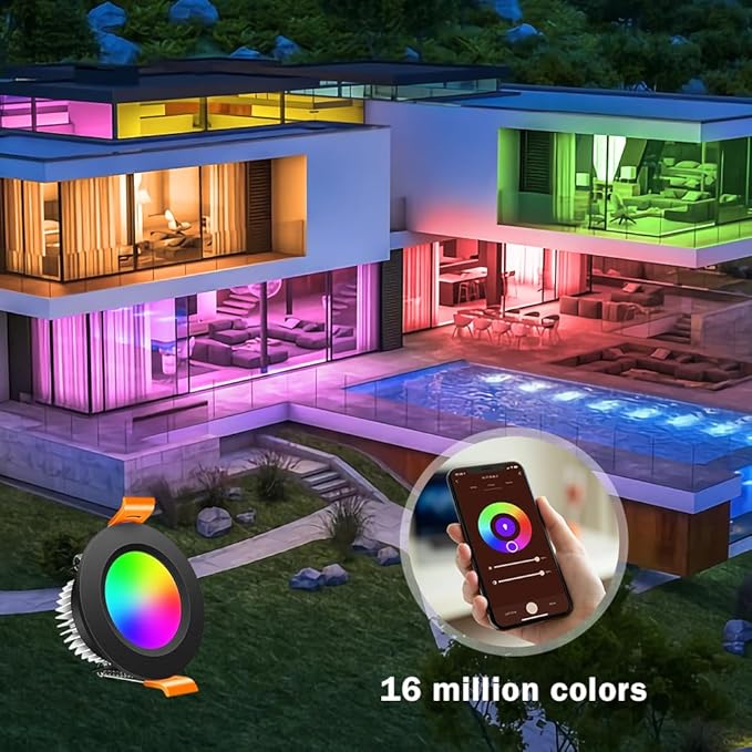 inShareplus 2 Inch Smart Recessed Lighting 10 Pack, 5W WiFi RGB LED Downlight - Image 6