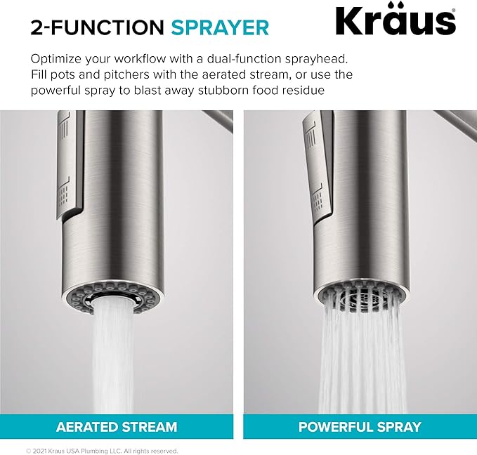 KRAUS Oletto Commercial Style Single Handle Pull Down Kitchen Faucet - Image 7