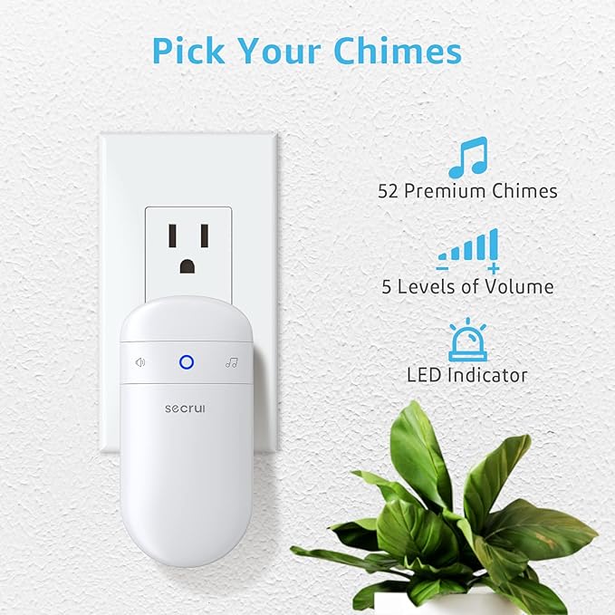 SECRUI Door Chime with Adjustable Volume –Wireless Entry Alert with 52 Chimes – - Image 3