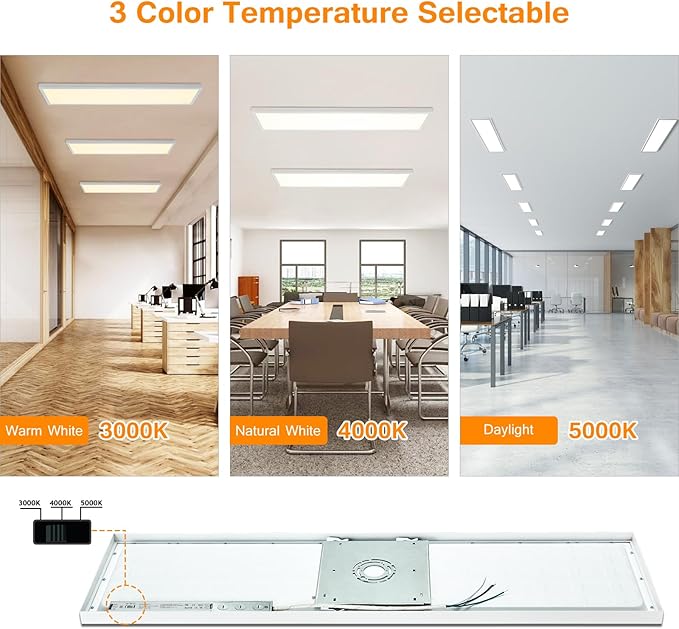 Mcacggo 1x4 LED Flat Panel Light Flush Mount 4-Pack, 3000K/4000K/5000K - Image 3