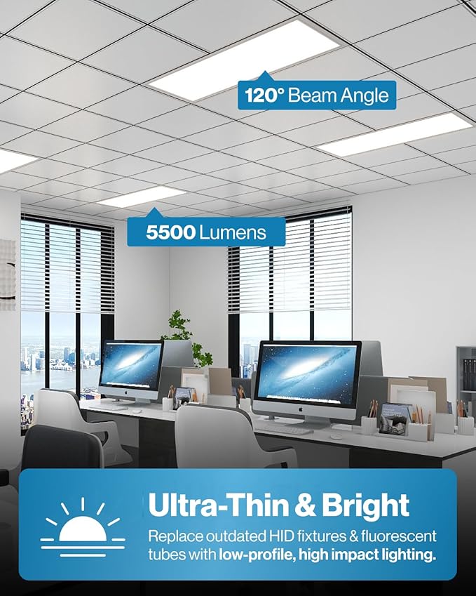 Sunco 30 Pack 2x4 LED Flat Panel Light Drop Ceiling Office Shop Commercial - Image 8