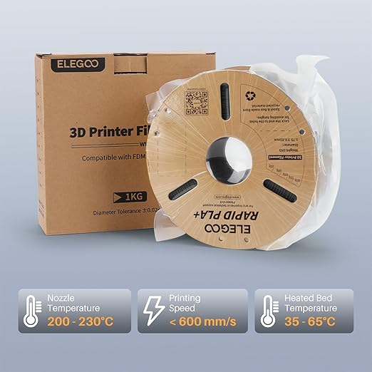 ELEGOO Rapid PLA Plus Filament 1.75mm Gray 1KG, PLA+ 3D Printer Filament - Image 6