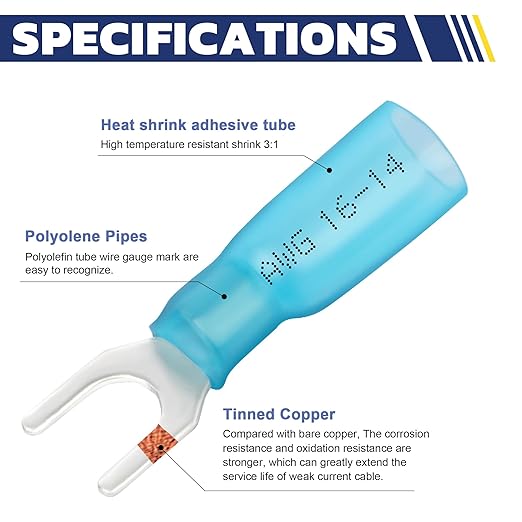 haisstronica 120PCS Heat Shrink Fork Spade Connectors #8 Waterproof Marine - Image 3