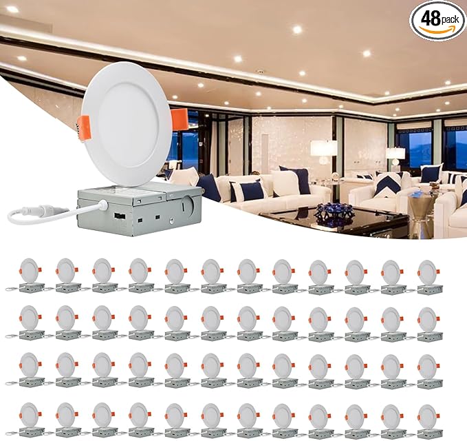 MKUJOO 48 Pack 6 Inch Ultra-Thin LED Recessed Ceiling Light by MKUJOO