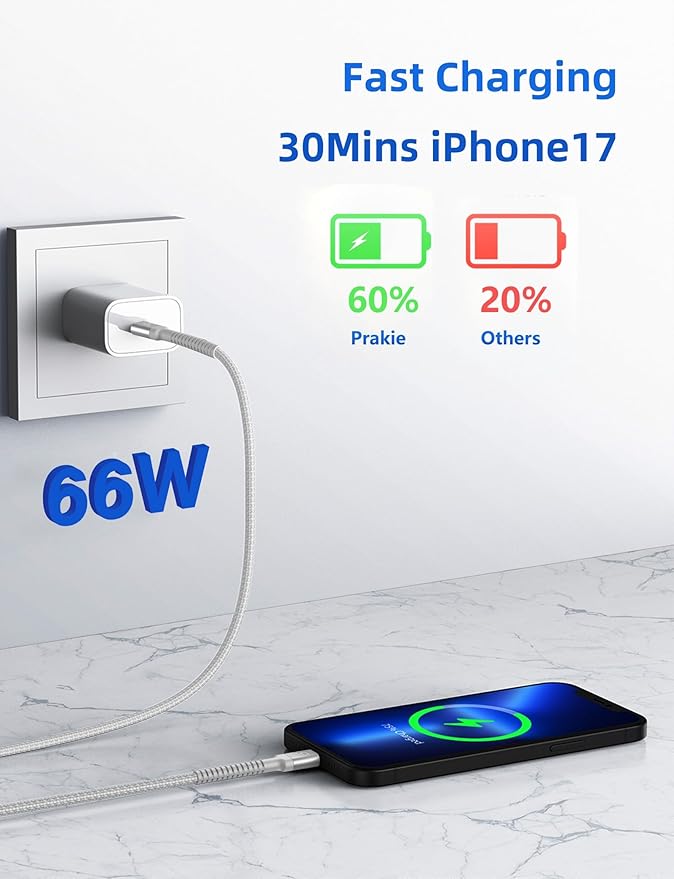 USB C to USB C Cable 10FT, Long Type C Fast Charging Cable Nylon Braided USBC - Image 2