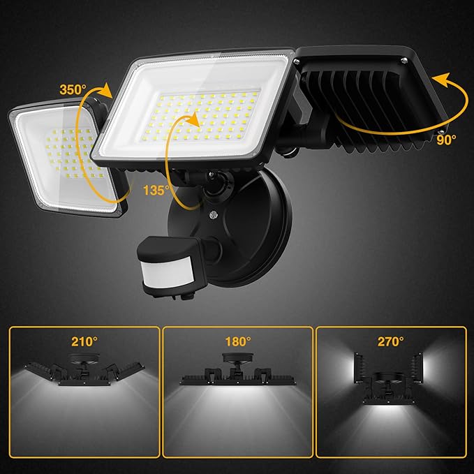 Onforu 2 Pack 100W LED Security Lights Motion Sensor Outdoor, 9000LM Super - Image 7