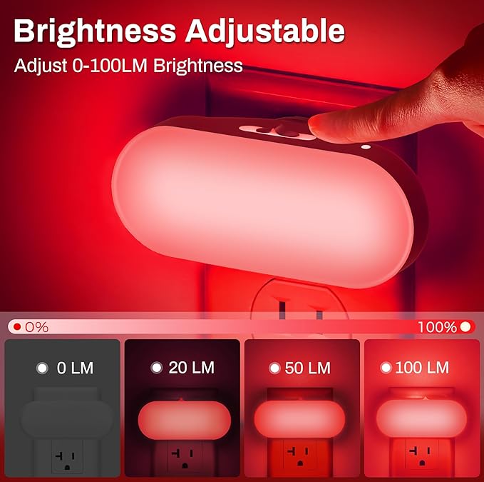 DORESshop Red Night Lights Plug into Wall, 4 Pack Dimmable Night Light - Image 3