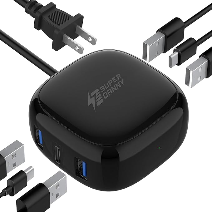 SUPERDANNY 6-Port USB Charger 8A, 40W Mini USB Charging Station, Charging by SUPERDANNY