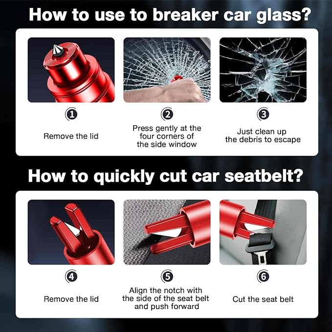 MOTORBUDDY Window Breaker Seatbelt Cutter, Car Window Breaker Tool, Emergency - Image 4