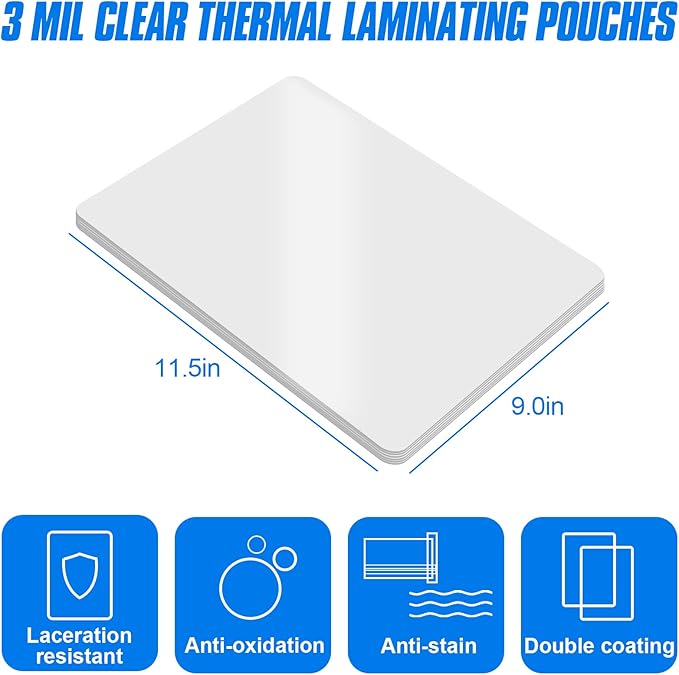 HERKKA 200 Pack Laminating Sheets, Holds 8.5 x 11 Inch Sheets, 3 Mil Clear - Image 2