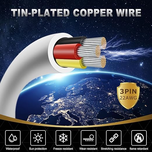 DEKIEVALE 22 Gauge 3 Conductor Electrical Wire, 16.4FT White Stranded Low - Image 2