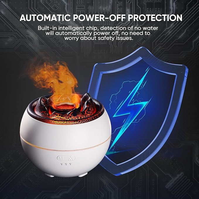Essential Oil Diffuser, Volcano Fire Flame Aromatherapy Diffuser, 360ml - Image 6