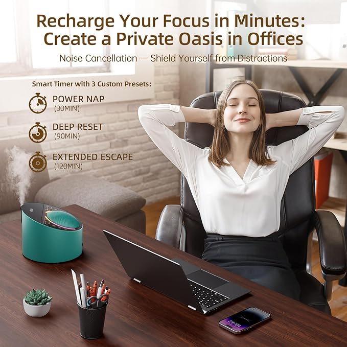 ANWOON Sound Machine & Aroma Diffuser Pro 4-in-1 Sleep System, Premium Metal - Image 6