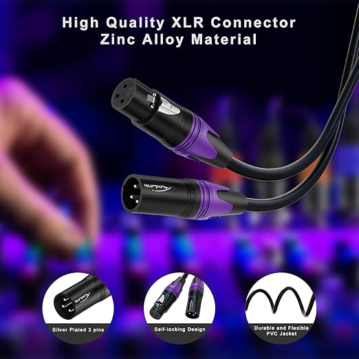 AuxLink XLR Cables, Banlaced XLR Cable Male to Female 30ft 2Pack Mic Cable - Image 4