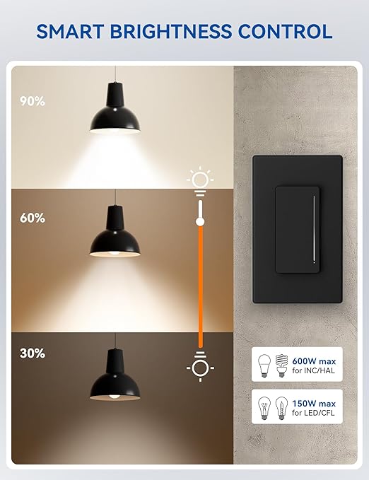 ELEGRP Smart Dimmer Light Switch DTR10, Single Pole Setup, 2.4GHz Wi-Fi Touch - Image 4