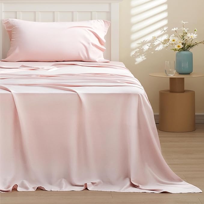 Bedsure Cooling Sheets Twin, Rayon Derived from Bamboo, Breathable & Soft Twin - Image 2