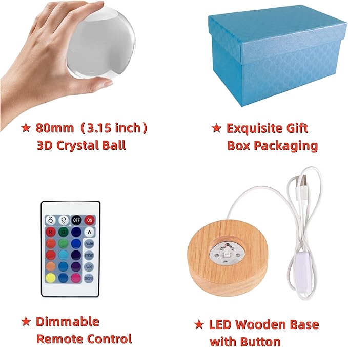 3D Crystal Ball Lamp with Lifelike LED Rabbit, 16 Color Changing Light - Image 3