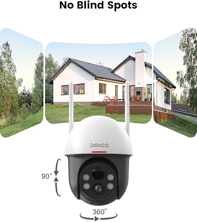 DEKCO Solar Security Camera Outdoor Wireless, Battery Powered, Panoramic Pan - Image 2